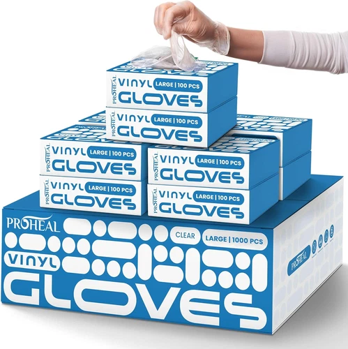 Clear Vinyl Disposable Gloves - Food Safe Cooking and Household Cleaning Gloves 