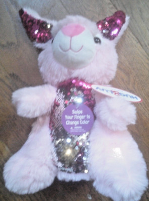 NWT Hug & Luv Rabbit Bunny Pink w change color sequins 12'' Plush Stuffed Toy