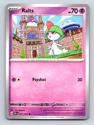 Ralts HP 70 Psyshot Attack Feeling Pokémon Card Pink Theme