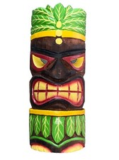 13” TIKI MASK WALL HANGER WOOD TIKI BAR HANGING WOOD ART