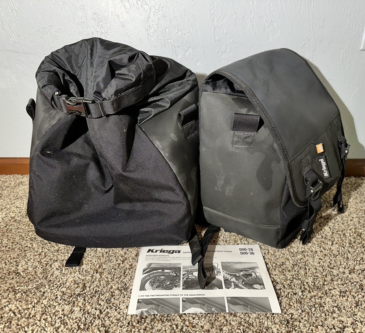 Kriega Duo 2x 14 Litre - Saddlebag Motorcycle Luggage Waterproof 