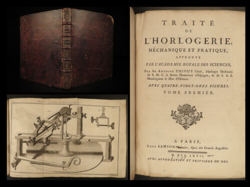 1767 Clock Making Antoine Thiout Horology Illustrated Watches 50 Engravings RARE - Afbeelding 1 van 12