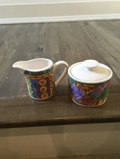 Sango Sweet Shoppe Sue Zipkin Sugar Bowl & Lid and Creamer. Gorgeous Set!