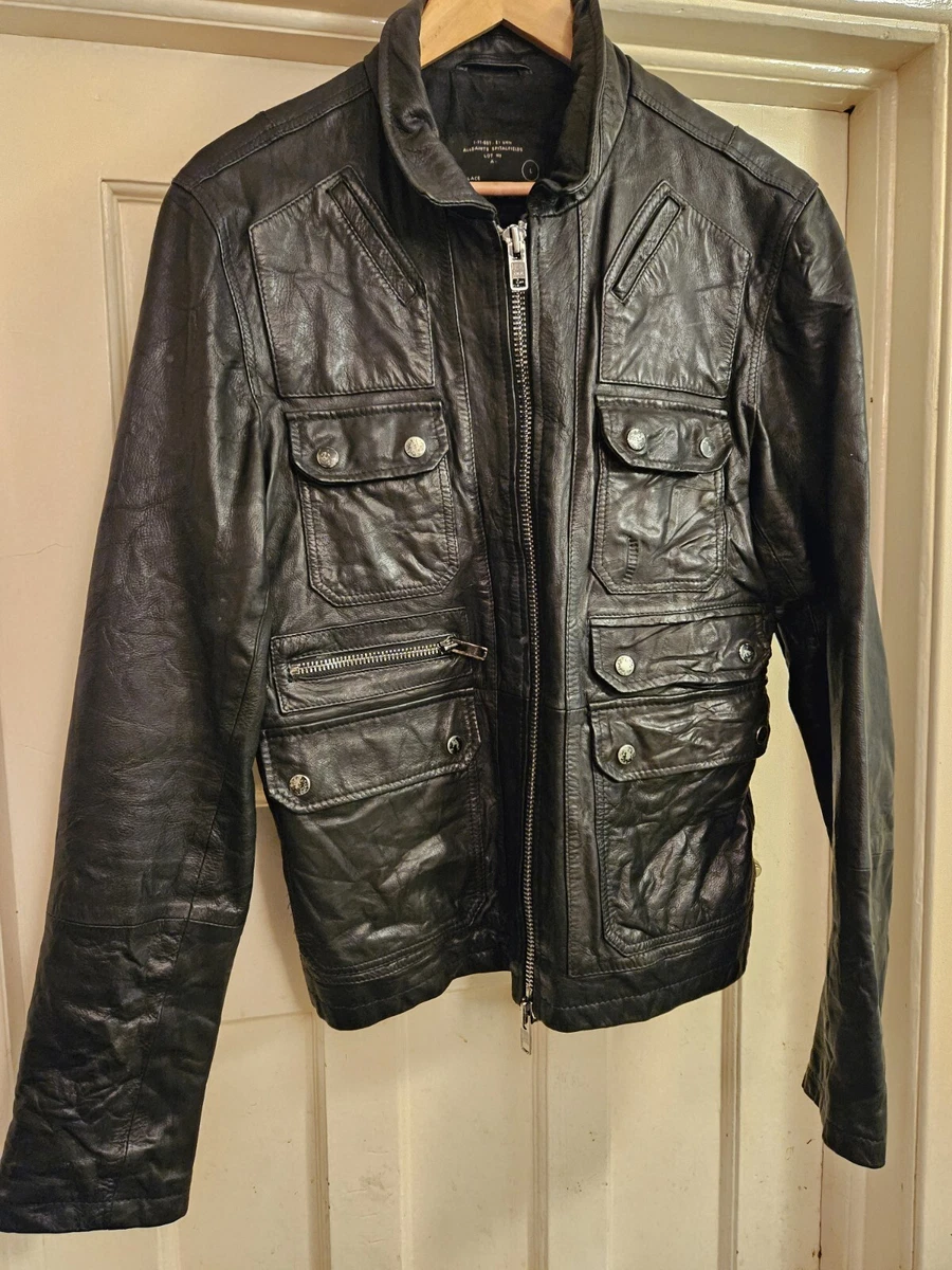 All Saints Habanero Leather Biker Jacket Men s size L