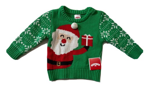 Toddler Baby Christmas Holiday Time Girl or Boy Santa Claus Sweater Sz 12M - Picture 3 of 6