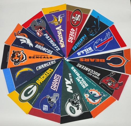 Vintage Rico Tag Mini NFL Pennants 9" x 4" Flag Lot x33 Giants Jets Colts etc - Picture 2 of 4