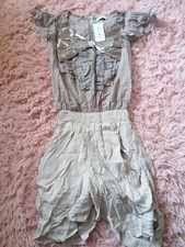 Bow Front Ruffle Beige Summer Playsuit by Lexia Lena size s small