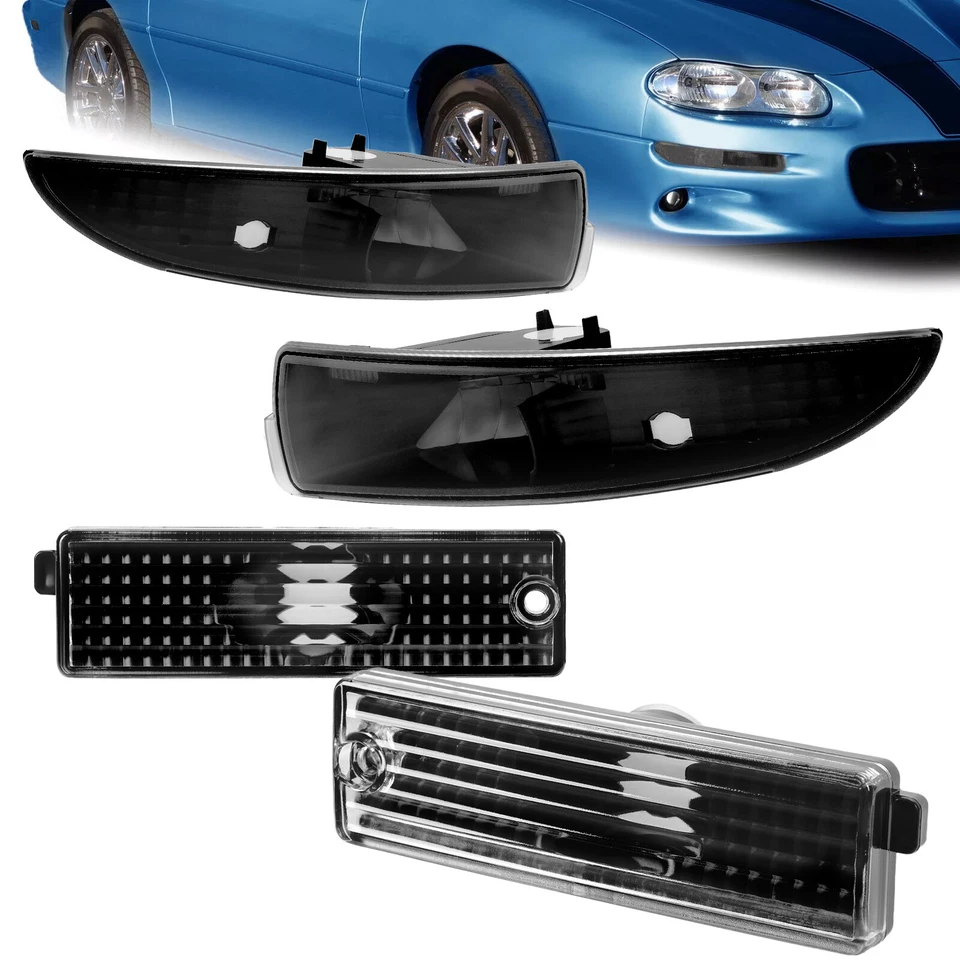 Fit 1993-2002 Chevy Camaro Front+Rear Side Marker Black Signal Lamp Bumper Light Foto 2 de 4