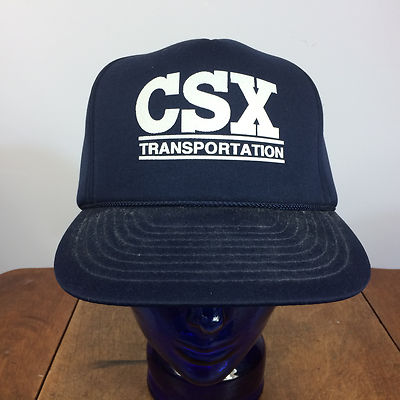 Vintage 80s 90s CSX Neon Railroad Engineer Snapback Hat Cap L&N C&O B&O Chicago 