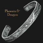Copper Bracelet Magnetic Bangle Pain Relief Antique Silver - Phoenix & Dragon