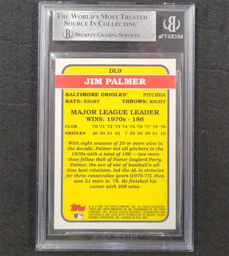 Jim Palmer signed 2001 Topps American Pie Leaders #DL9 card auto ~ Beckett BAS - Picture 2 of 2