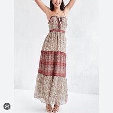URBAN OUTFITTERS ECOTE Face The Music Lace Up Boho Maxi NWT Dress Size 0