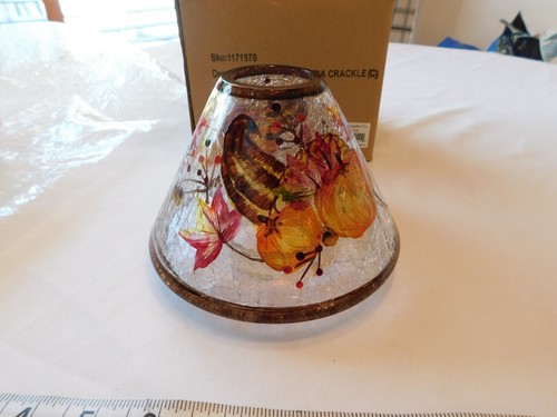 Yankee Candle Cornucopia Crackle Glass Jar Shade Topper Fall 1171578 NOS - Picture 2 of 5