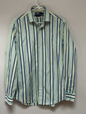 POLO Ralph Lauren REGENT Custom Fit Mens Button Shirt Blue Yellow Stripe Large