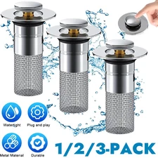 1-3X Kitchen Bathroom Sink Plug PopUp Stopper Wash Basin Core Bounce DrainFilter