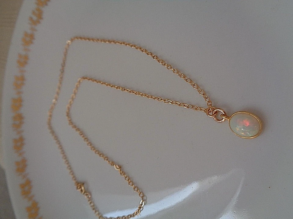 Halskette Opal Anhänger 14K Gold Filled Gold Kette Opal Opal Kette - Bild 4 von 4