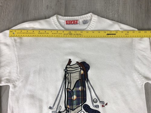 Pivot Rules Golf Sweater White 100% Cotton Golf Design Mens Size XL - Picture 11 of 12