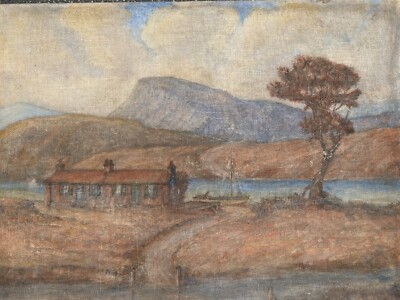 Vintage Original Acryl Gemälde auf Leinwand auf Karton von James Kerr McArthur