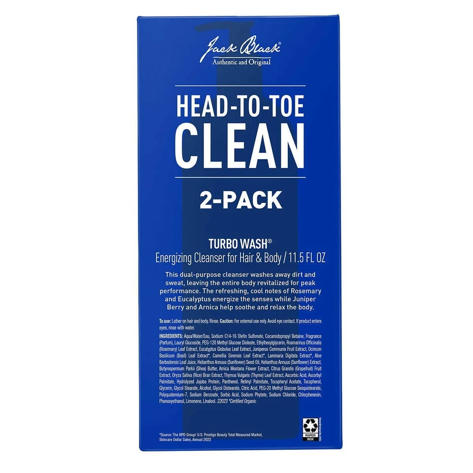 Limpiador Energizante Jack Black Turbo Wash para Cabello y Cuerpo - Paquete de 2 - 23 OZ Foto 3 de 4