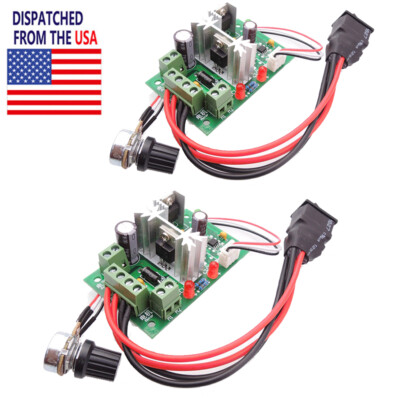 2PCS 6V 12V 24V PWM DC Motor Speed Controller Reversible Switch Adjustable