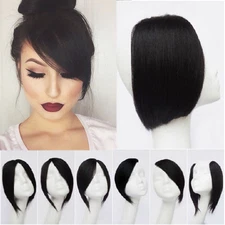 100% Real Clip In Synthetic Straight Side Bangs Fringe Hair Extensions Soft Hair
