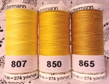 3 NEW Yellow Gold GUTERMANN 100% polyester Sew-all thread 274 yards each Spool 