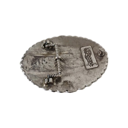Nocona Western Belt Buckle Cowboy Man at Cross Praying Silver Tone - Picture 4 of 5