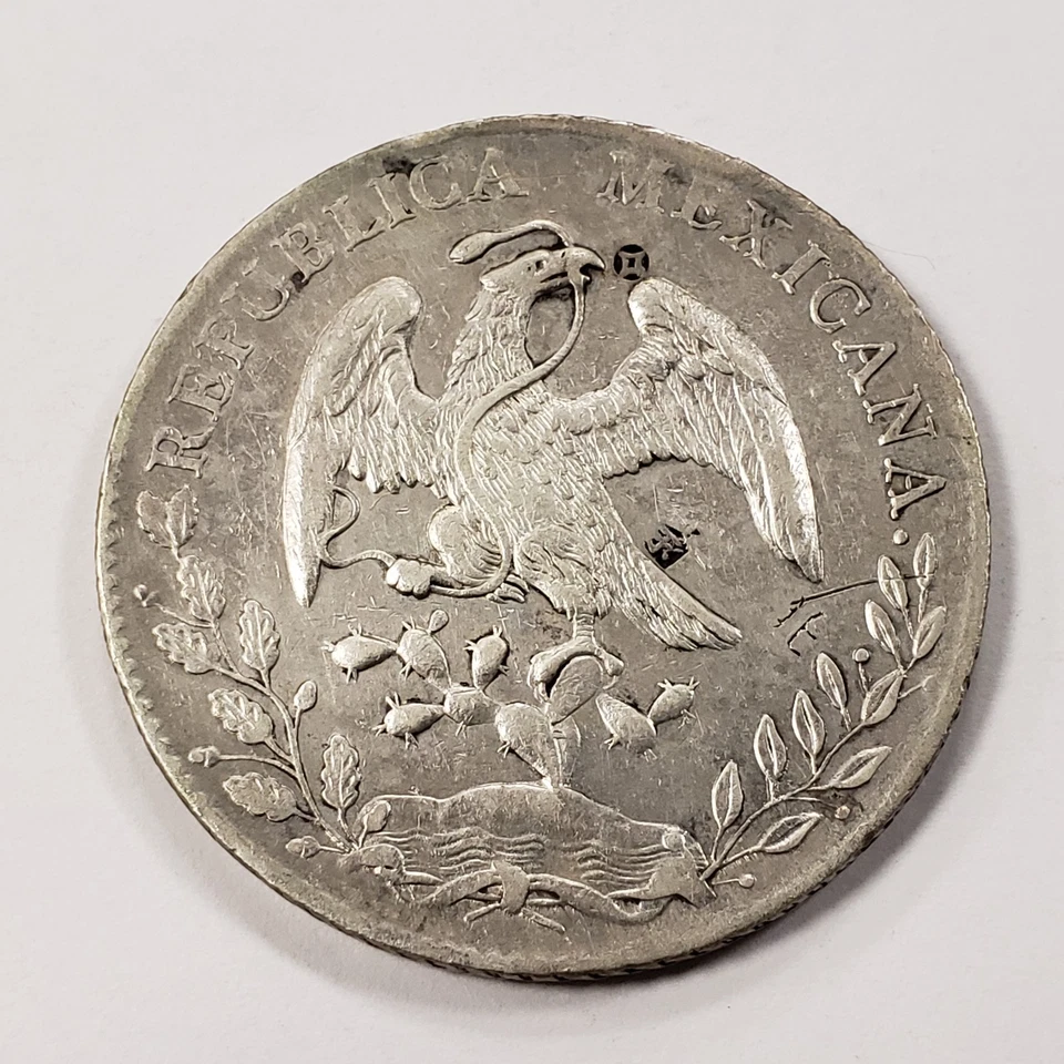 1886 Mo MH México 8 Reales - KM377.10 - Chopmarks - SKU-Q1582 Foto 2 de 4