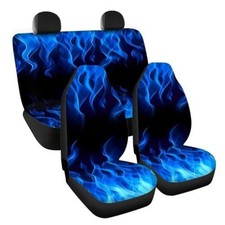 Car Seat Covers Full Set for Women Front Back Seat Protector Cover Blue Fire