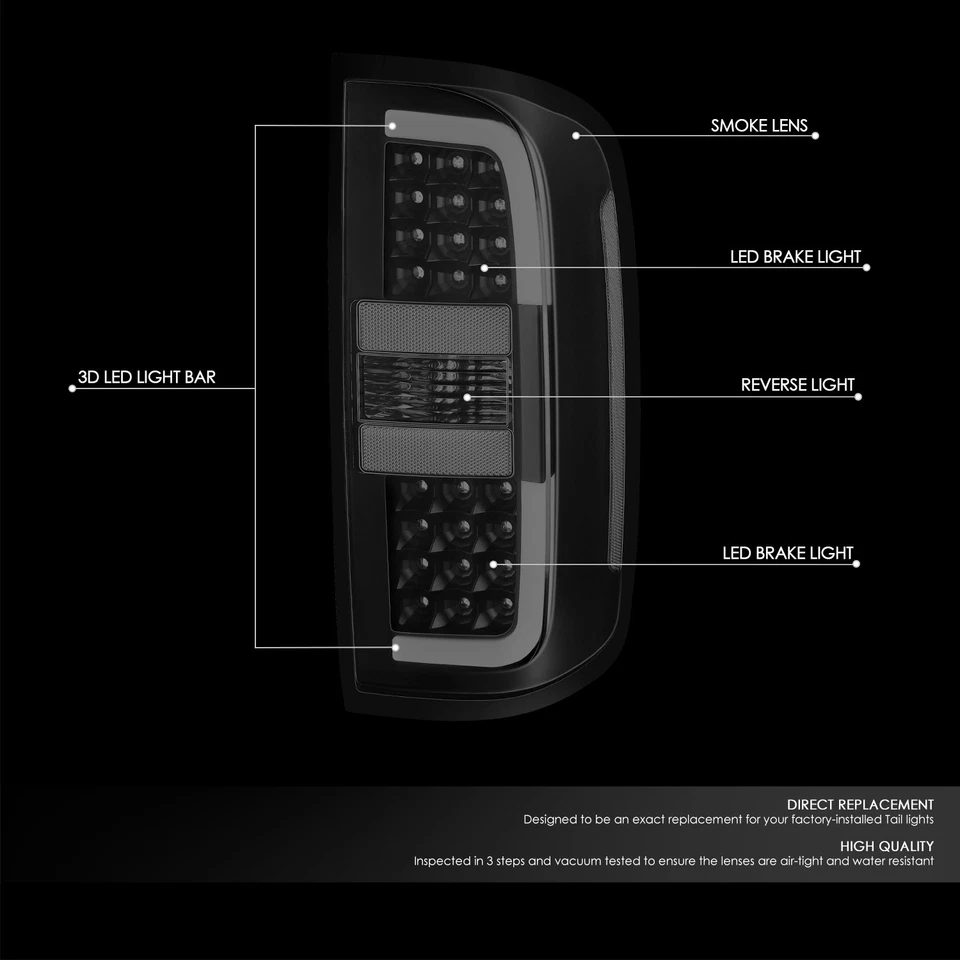 For 2015-2022 Chevy Colorado 3D LED Tube Tail Light Brake Stop Lamps Smoked Lens - Image 2 of 4