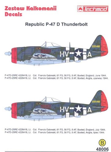 Techmod Decals 1/48 GABRESKI'S P-47D THUNDERBOLT