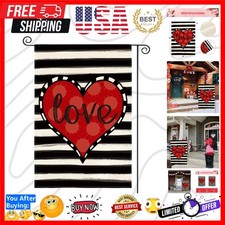 Love Heart Garden Flag 12x18 Inch Outside Double Sided, Valentines Day Annive...
