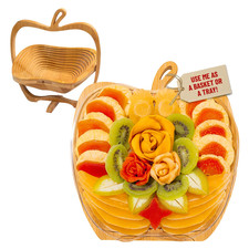 Dried Fruit Gift Basket with Wooden Tray – Healthy Gourmet Snack Box Variety – H
