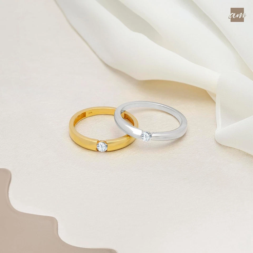 Fede Nuziale in Argento Sterling 925 Con Zircone per Donna | Anello Brillante | - Immagine 3 di 4