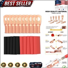10pcs Heavy Duty 6 Gauge - 5/16 M8 Copper Wire Connectors with Heat Shrink Tubes