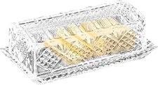 Large Deep Danish Crystal Covered Butter Dish Butter keeper Well Sealed to Keep