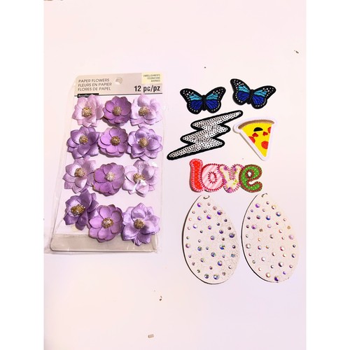 Recollections OS Craft Embellishment Lot Purple Flowers Patches Rhinestones