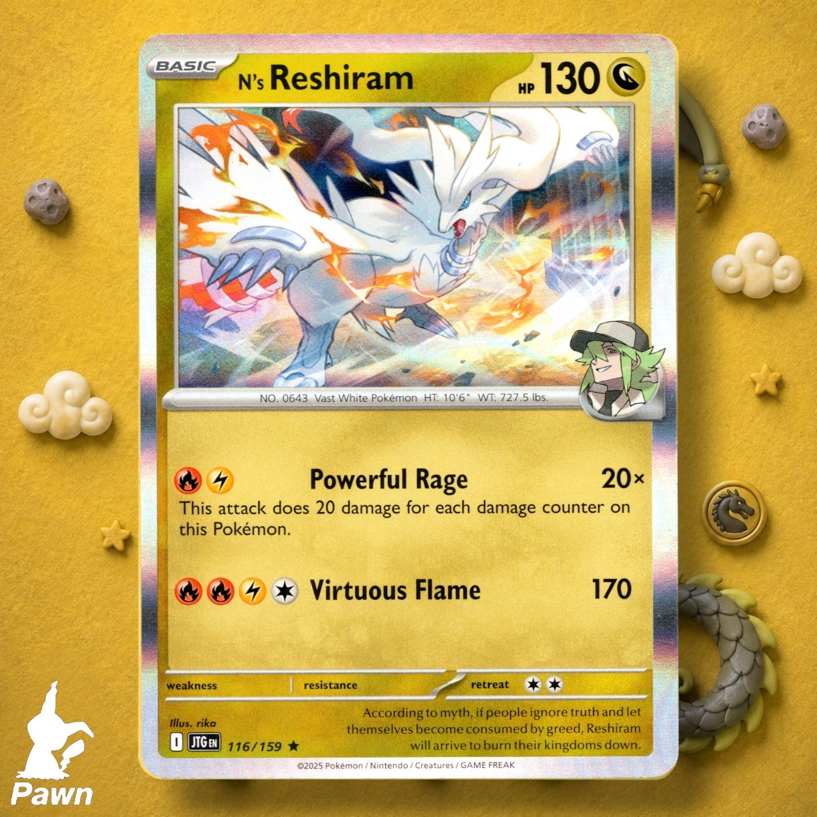 N's Reshiram 116/159 Reverse Holo Journey Together Pokemon TCG Card NM