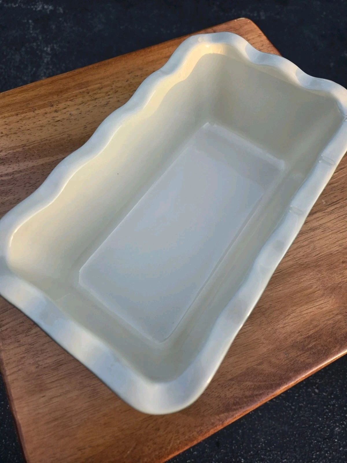 Emile Henry Loaf Pan Scalloped Edge Baking Dish France 6164 Green Vtg