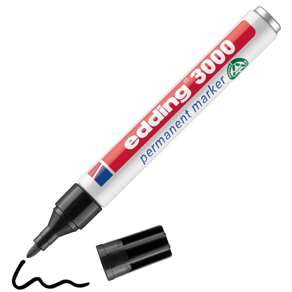 Edding 3000 Permanentmarker Schwarz Permanent Marker Stift Wasserfest 1,5-3Mm-image