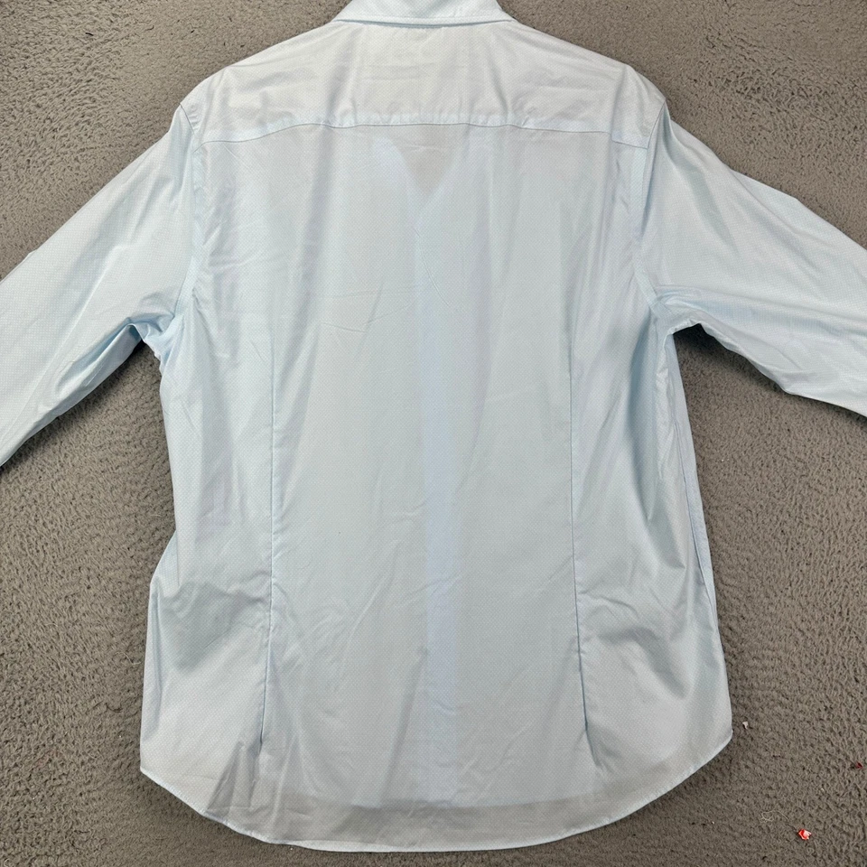 Egara 正装衬衫男式大号浅蓝色纽扣长袖轻便新品 — 第 2/4 张图片