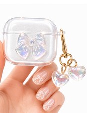 AirPods Pro 1 Glitter Case Clear Bow with Chain Sparkle TPU
