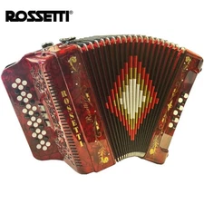Rossetti 3412 34 Button 3 Switch 12 Bass GCF Sol Accordion - Red With Case