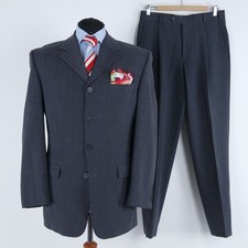 Mens Dark Grey Suit 42S US  Size Trousers W32 L31 ANGELO LITRICO Wool 2 Piece
