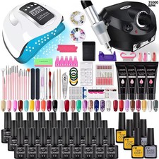 Nail Polish Kit Acrylic Nail Kit Poly Set with Nail Lamp Nails Extension Glitter