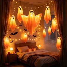 NEW Halloween Hanging Ghost Light Up Decor Flying Ghosts Outdoor Yard Prop Decor