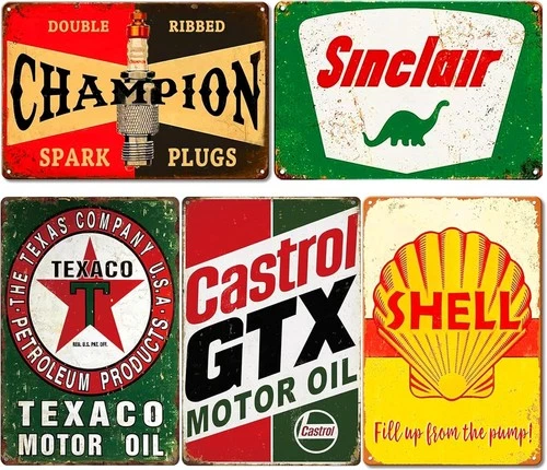5 Pcs Vintage Metal Tin Sign Retro Garage Signs for Men Wall Decorations Old Car