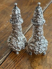 Stieff Sterling Silver Rose Salt and Pepper Shaker Pot Pair 4 3/8" H FREE SHIP Stieff Sterling Silver Rose Salt and Pepper Shaker Pot Pair 4 3/8" H FREE SHIP - Image 1