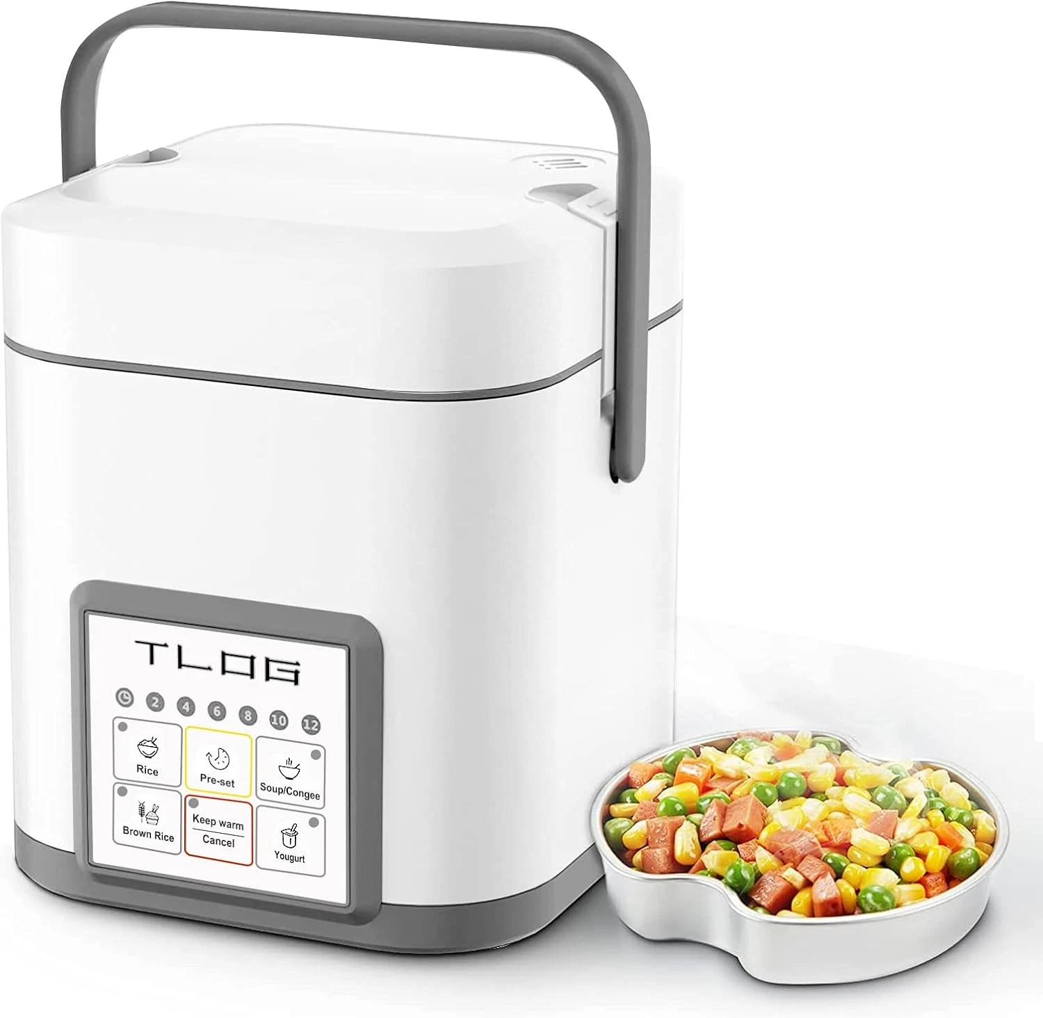 Mini Rice Cooker 2.5 Cups Uncooked Healthy Ceramic Coating Portable Cooker 1.2L