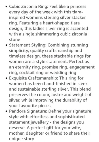 Pandora Cinderella Ring Disney White Stone Tiara Ring S925 Silver, Size 50. - Picture 3 of 4
